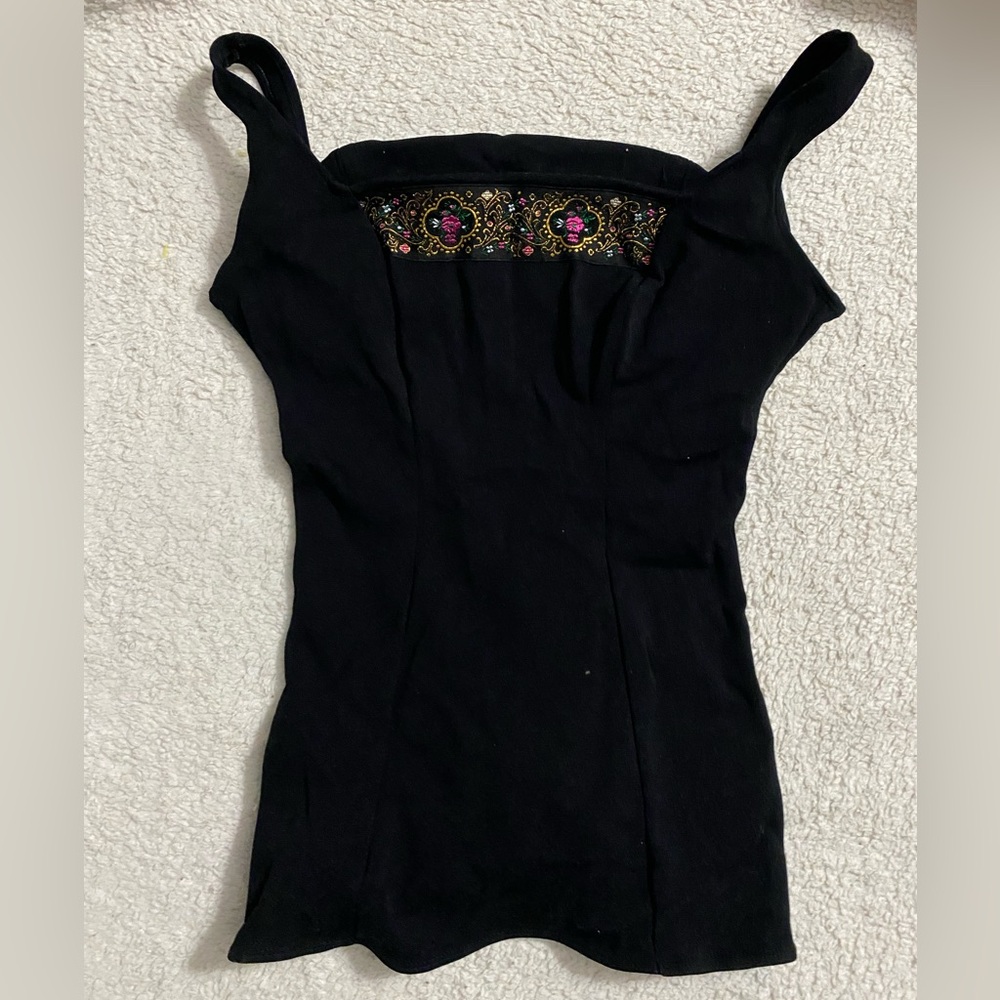 Black Sleeveless Bodysuit with Embroidered Detail Sleek Slimming Club